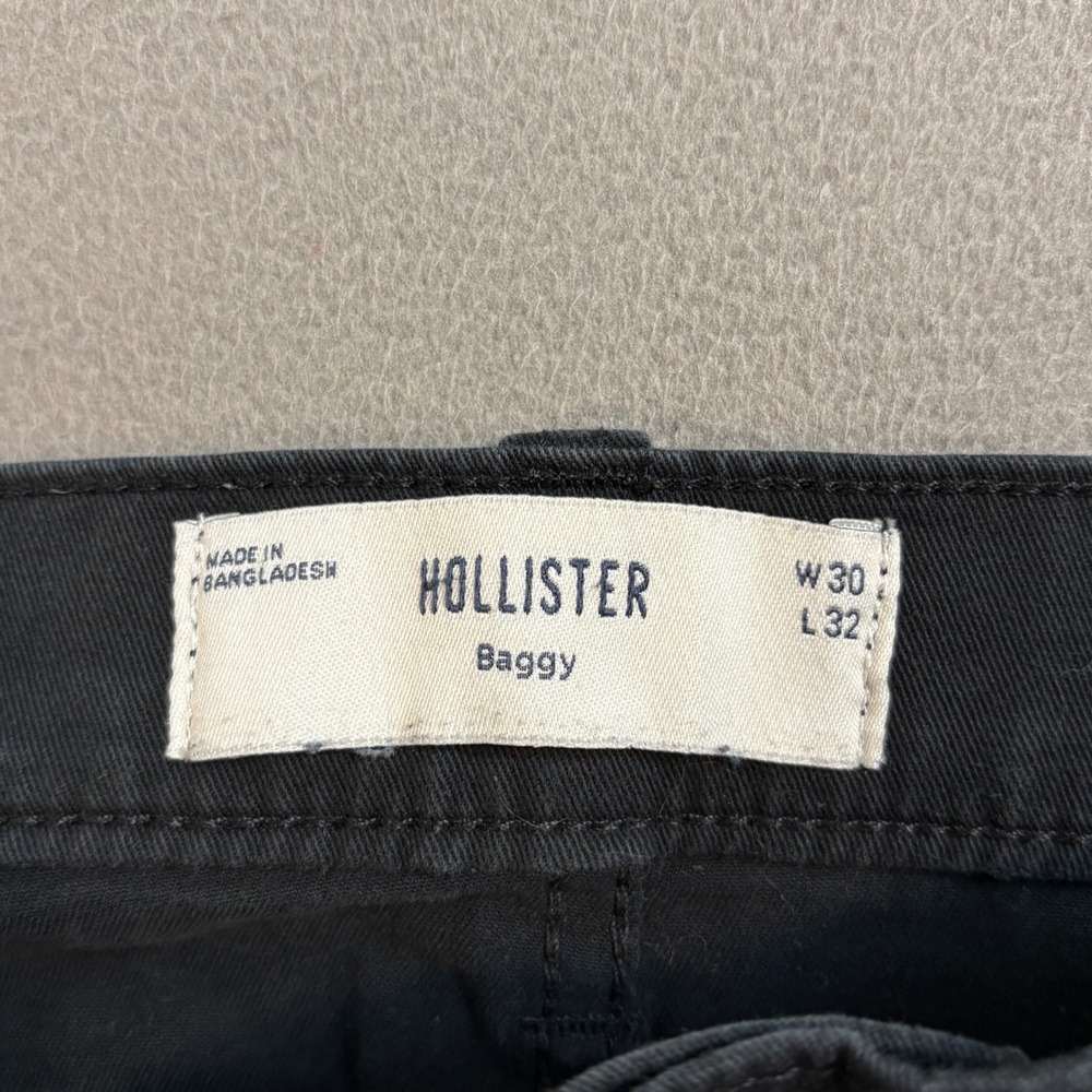 Hollister Pants Mens 30x32 Black Baggy Carpenter Cargo Double Knee Utility Work - Picture 4 of 8